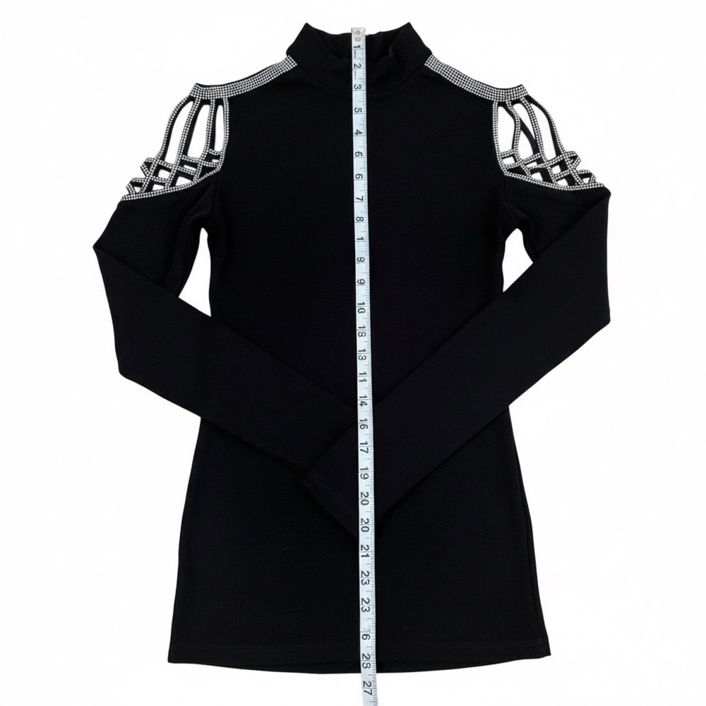Miss Moi Luxury Long Sleeve Women Tops With Crystals Rhinestones Size Medium - Picture 11 of 12